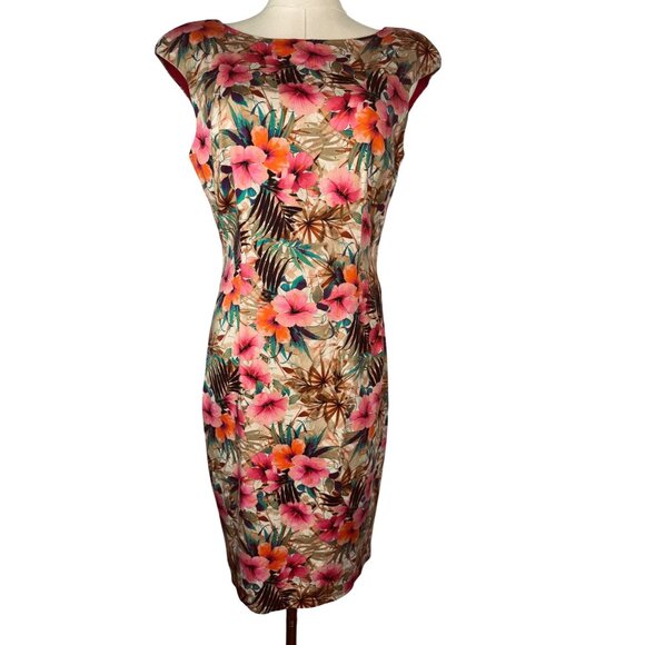 ZARA Basic Dresses & Skirts - ZARA Medium Floral Tropical Print Cap Sleeve Dress 35" Length Polished Cotton